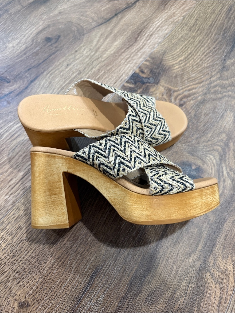 Woven Cross-Strap Platform Mules in Natural and Black